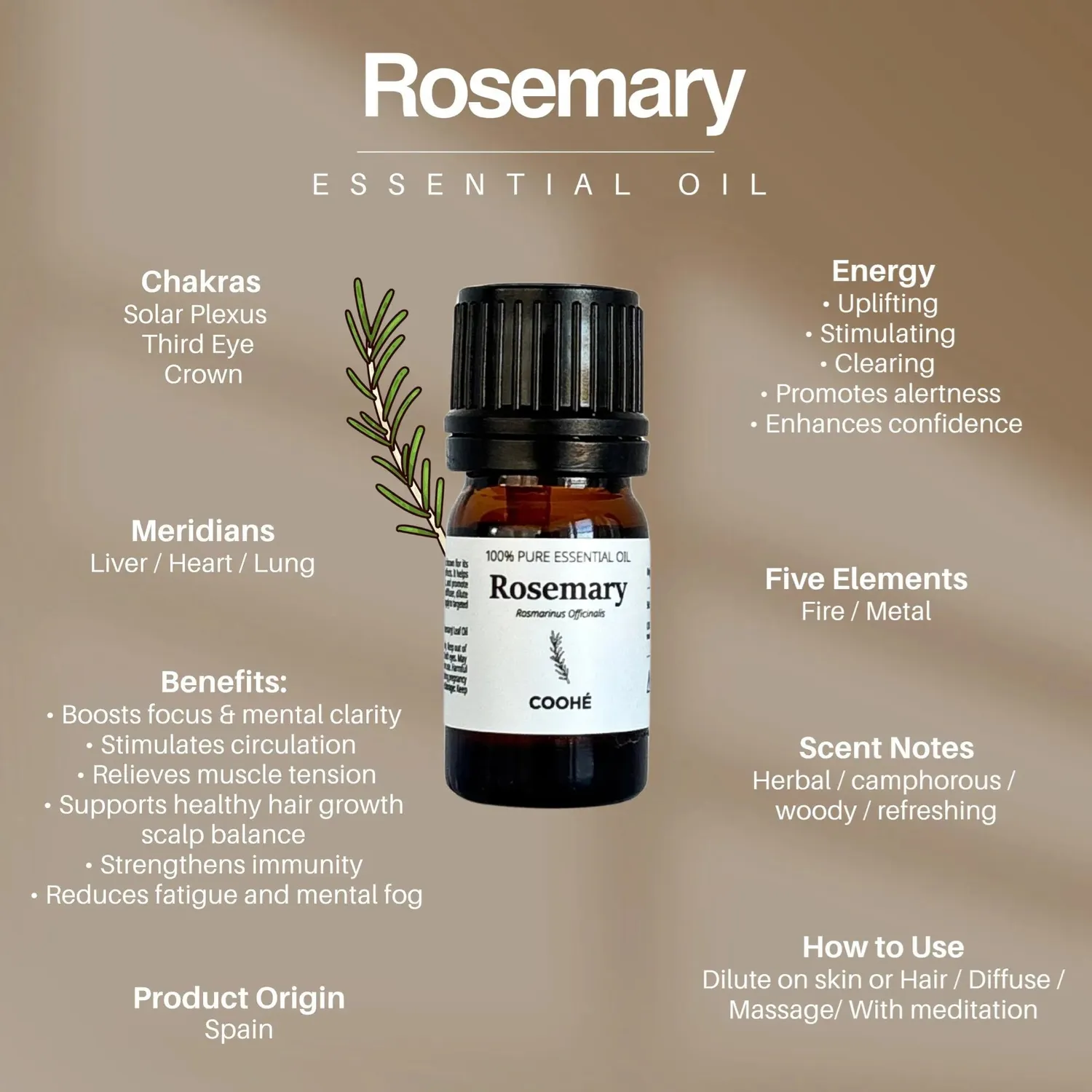 COOHÉ Rosemary eterisk olja 5 ml rosmarin