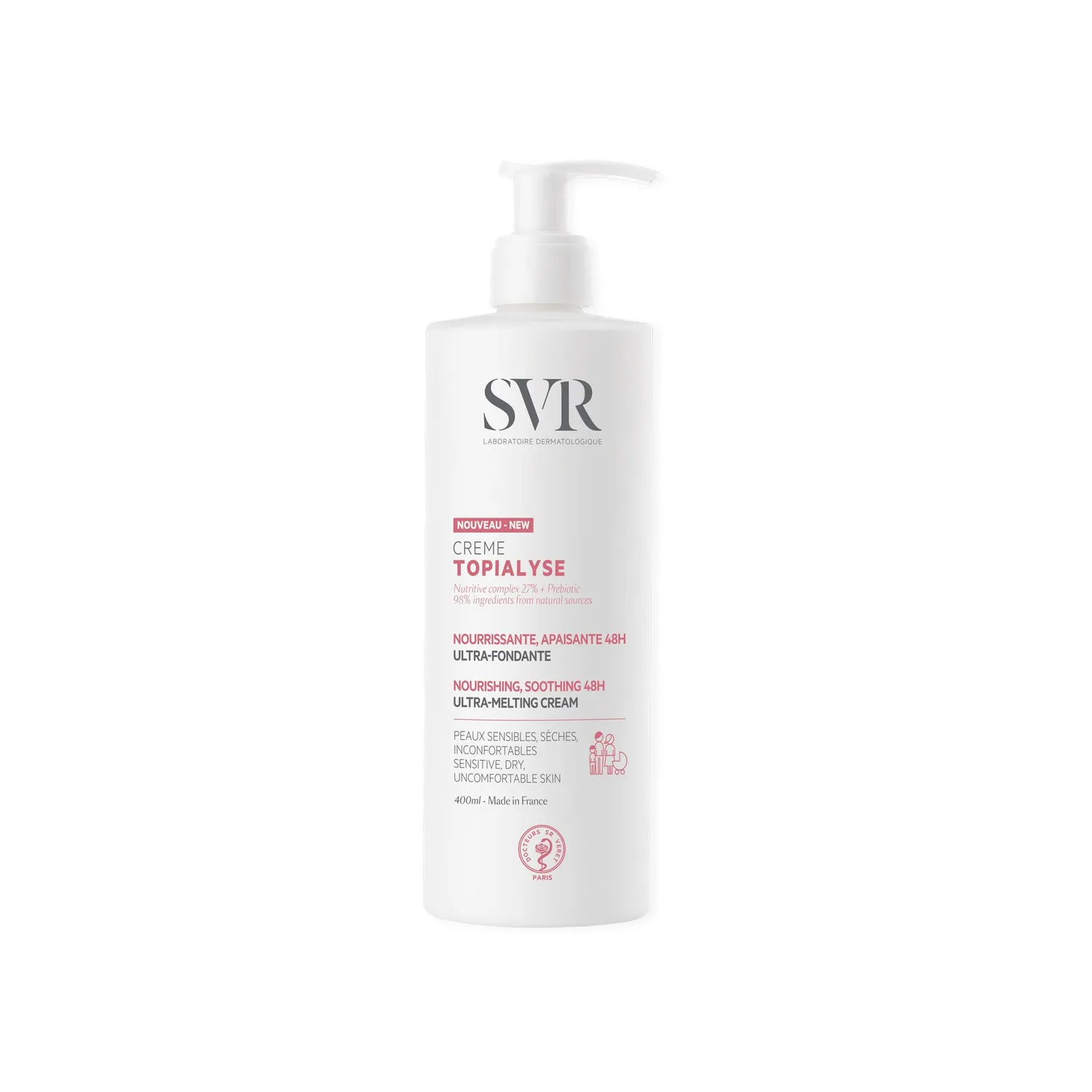 SVR Topialyse Crème kroppskräm 400 ml för torr hud