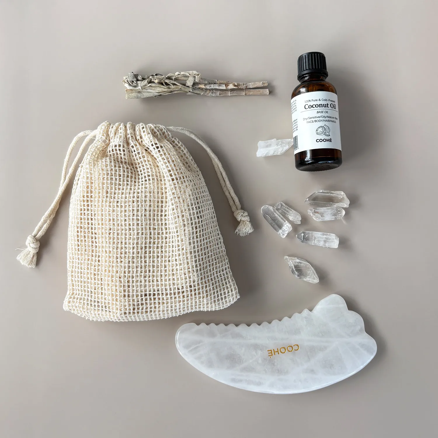 COOHÉ Body Relief Gua Sha vit jade kropp