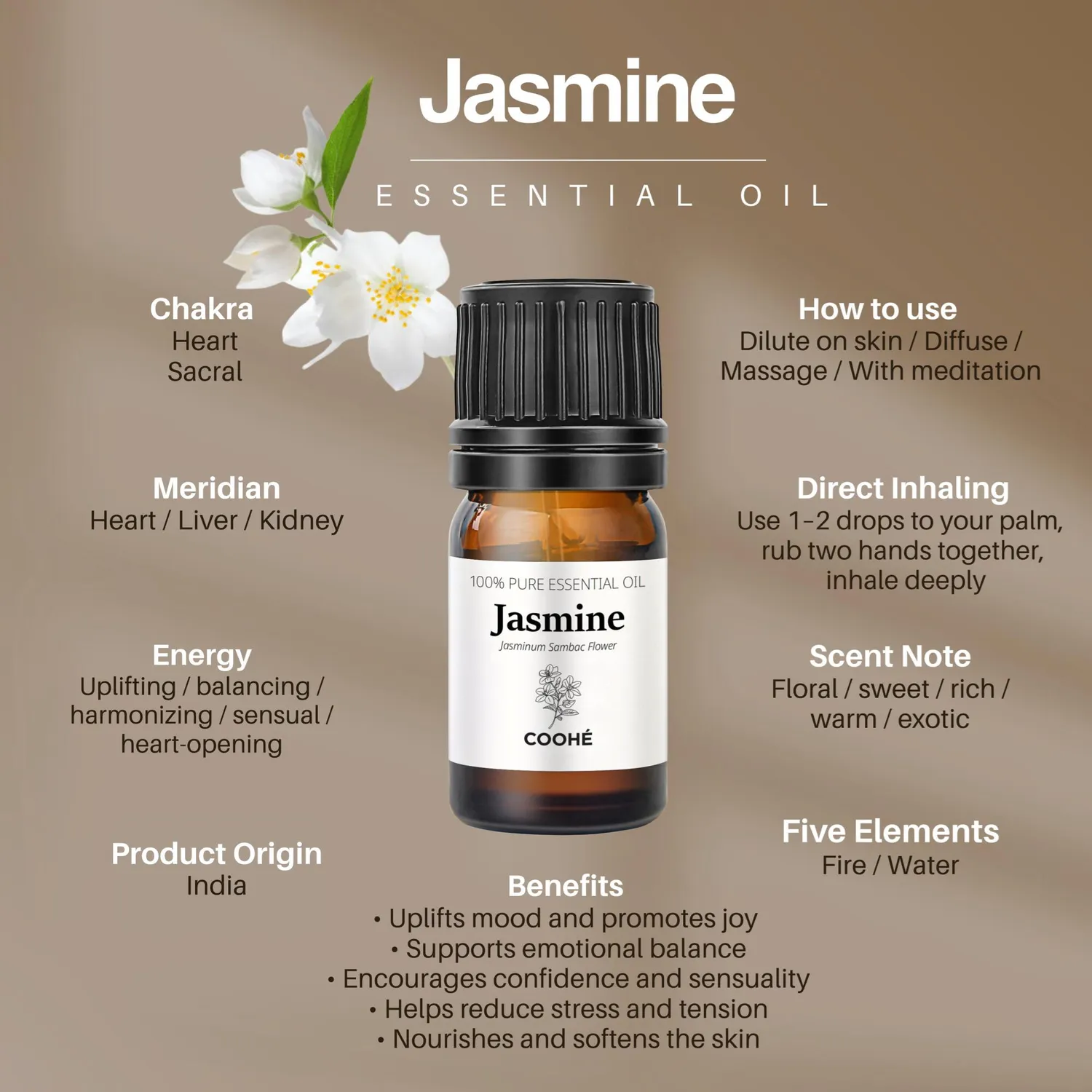 COOHÉ Jasmine eterisk olja 5 ml blommig