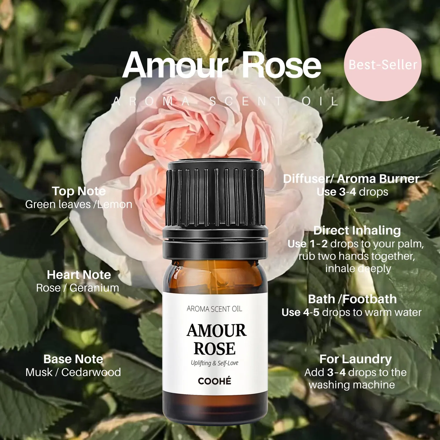 COOHÉ Amour Rose doftolja 15 ml ros