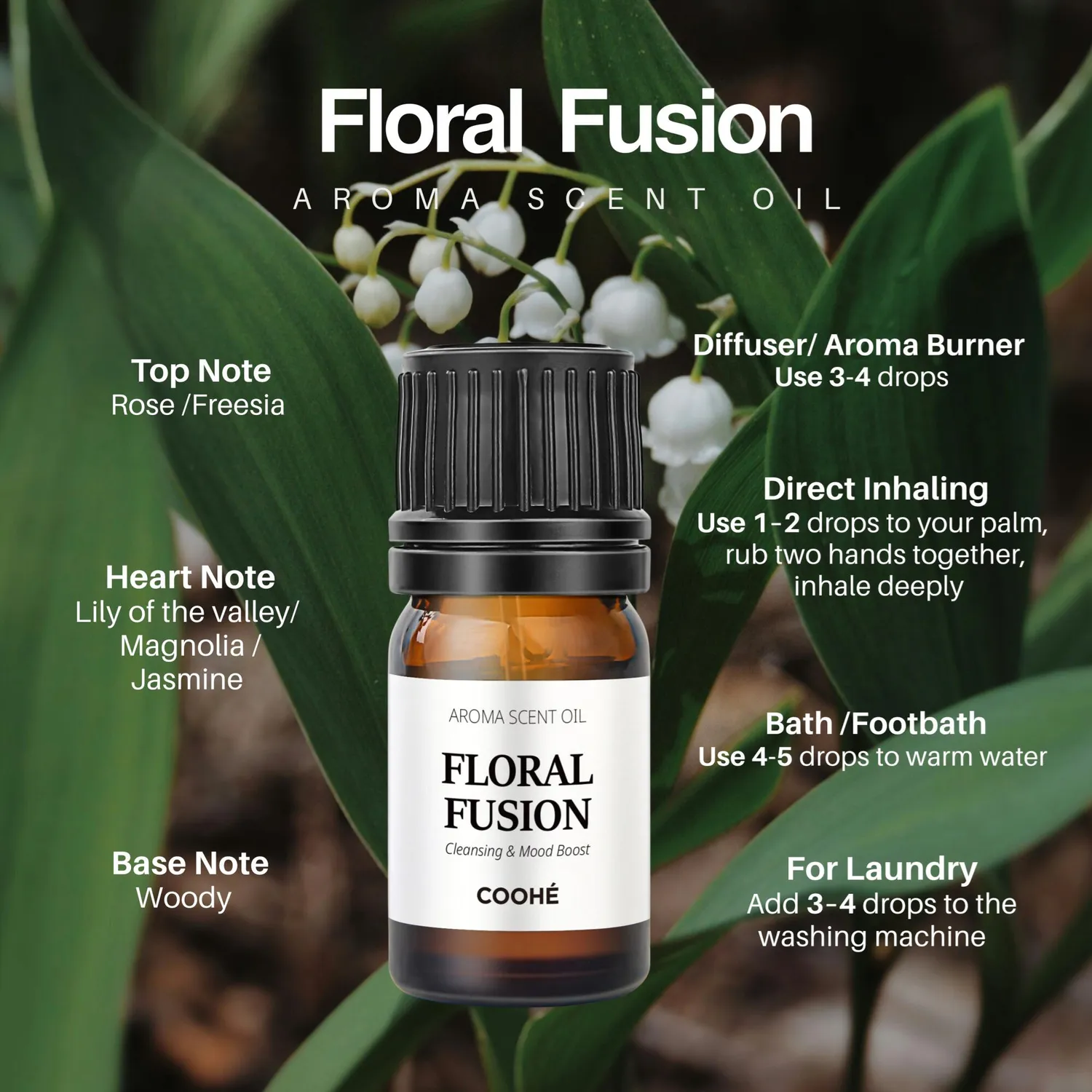 COOHÉ Floral Fusion doftolja 15 ml ros jasmin