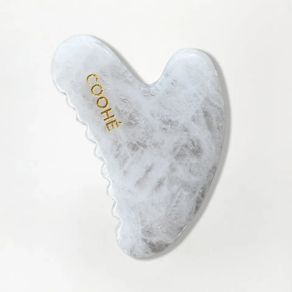 COOHÉ Facial Glow gua sha vit jade hjärtform