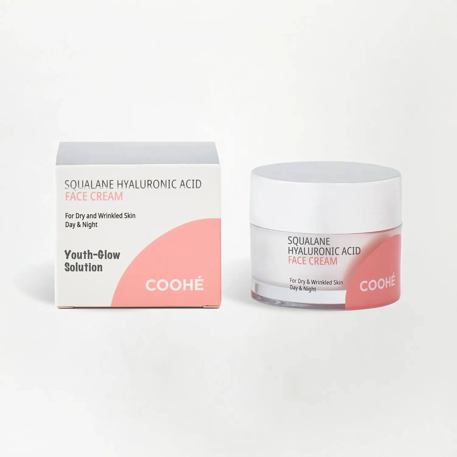 COOHÉ Squalane Hyaluronsyra Rose ansiktskräm 50g torr hud