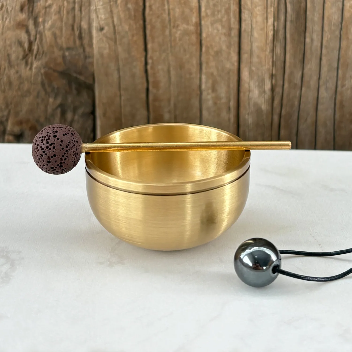 COOHÉ Tibetan Singing Bowl klangskål guld mässing