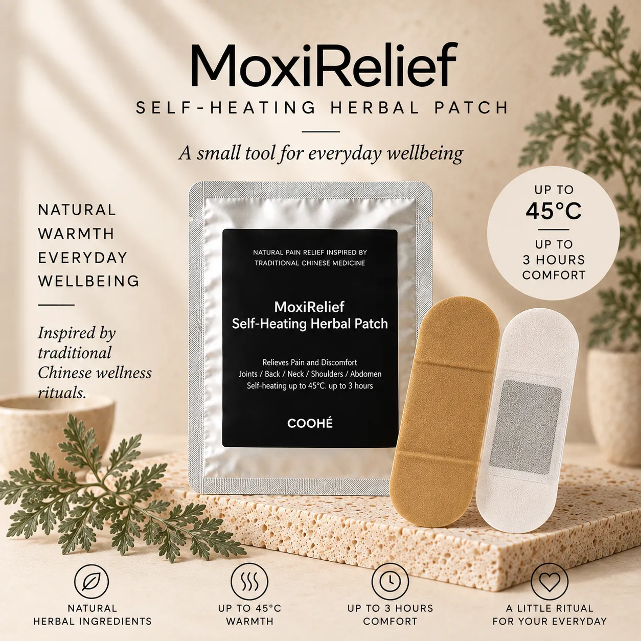 COOHÉ MoxiRelief värmplåster 5-pack 40°C