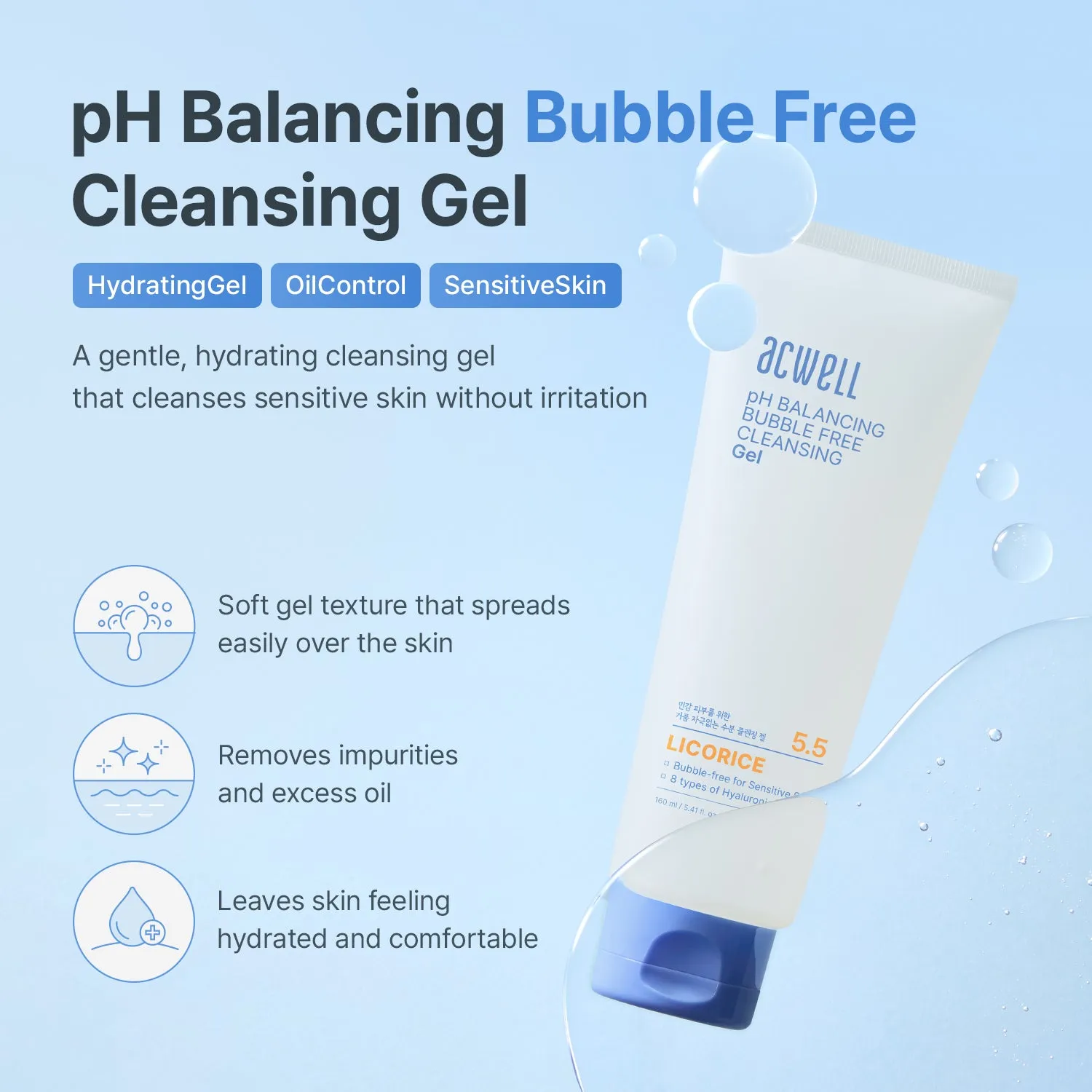 Acwell pH Balancing rengöringsgel utan lödder