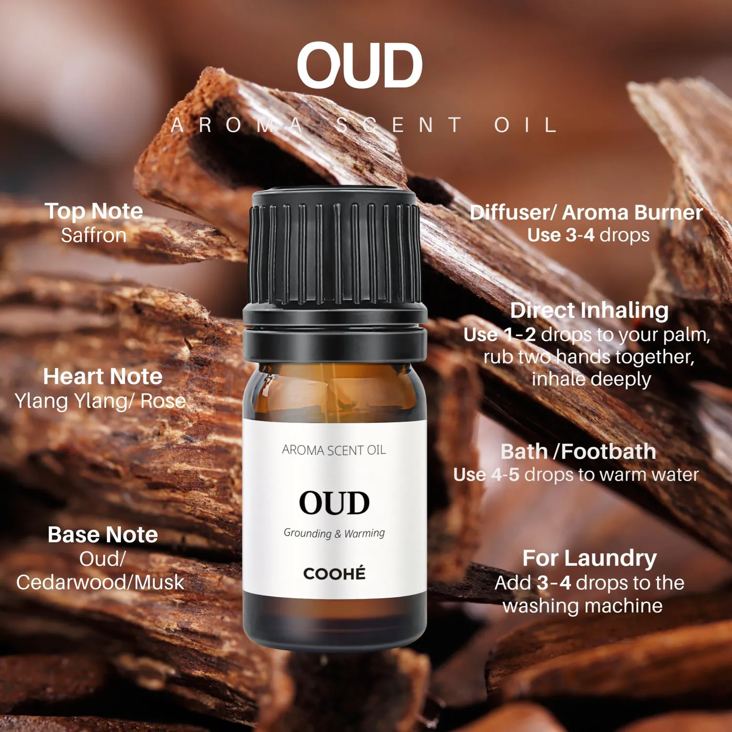 COOHÉ Oud Aroma doftolja 15 ml varm