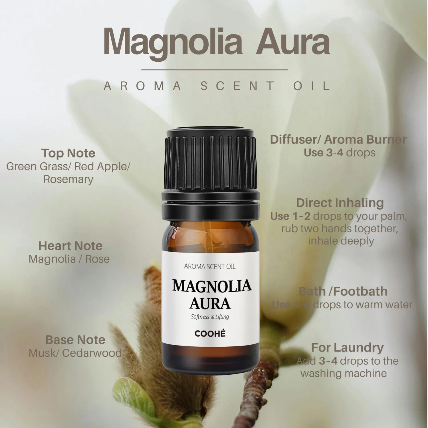 COOHÉ Magnolia Aura doftolja blommig 15 ml