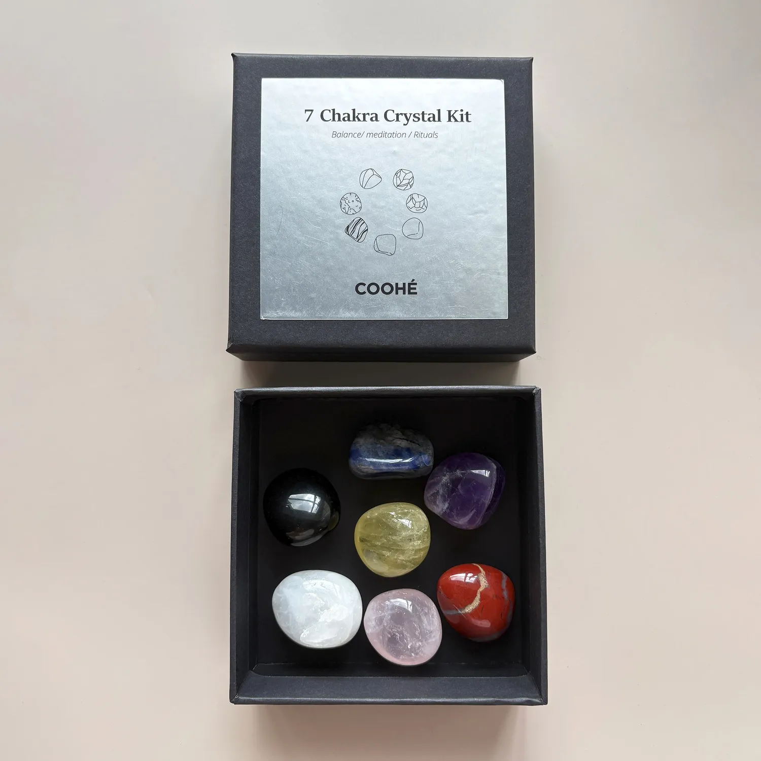 COOHÉ 7 Chakra Stone Kit kristallset 7 stenar balans