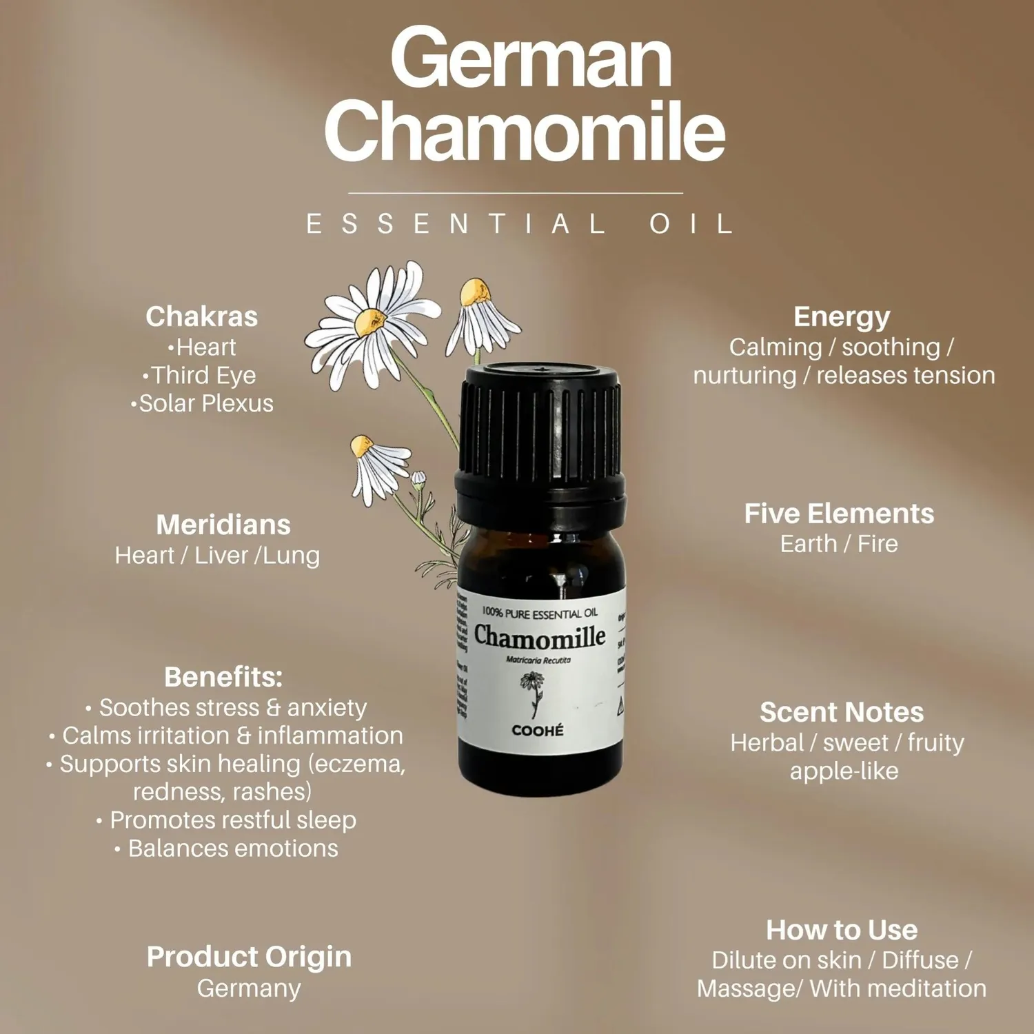 COOHÉ German Chamomile eterisk olja 5 ml lugnande