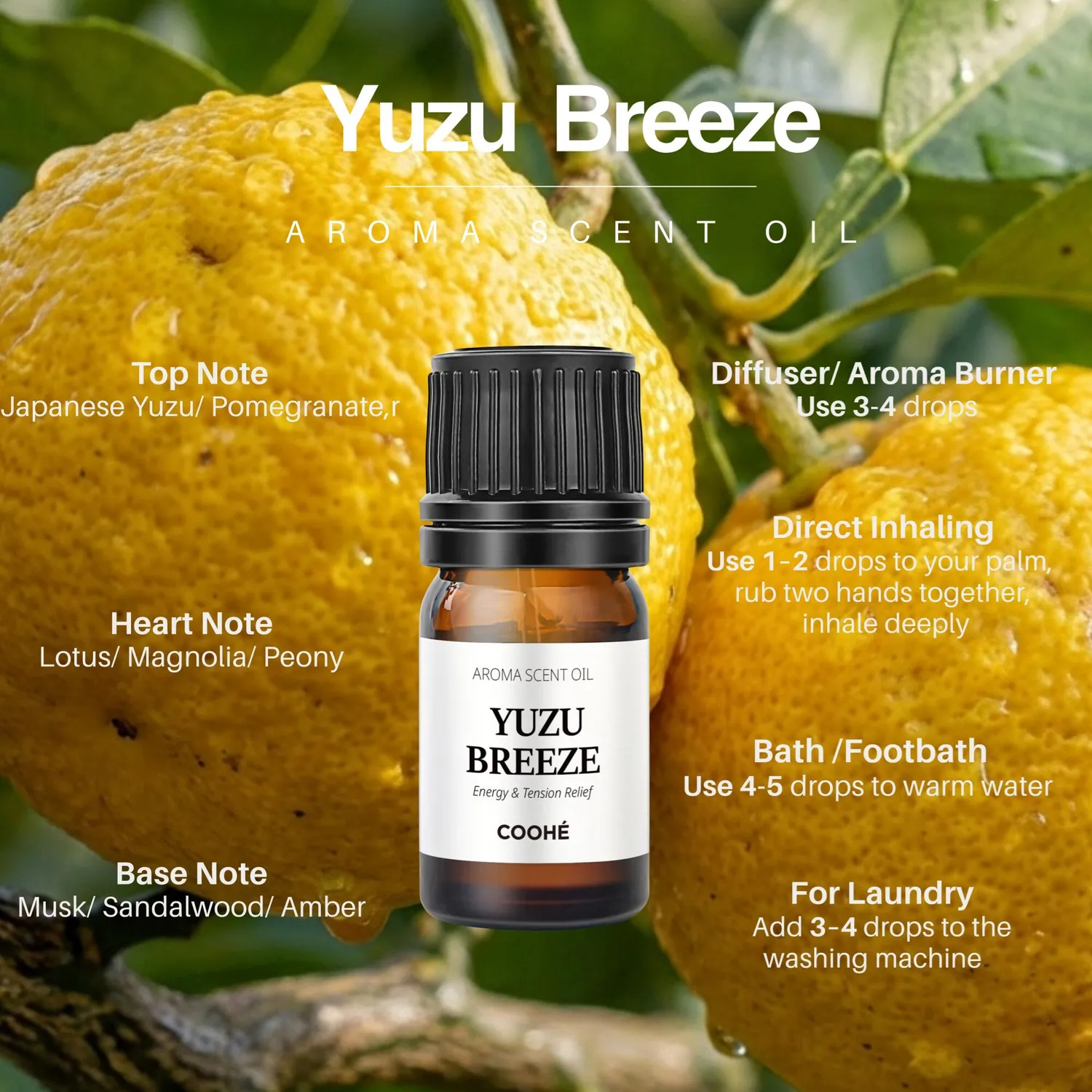 COOHÉ Yuzu Breeze doftolja 15 ml citrus