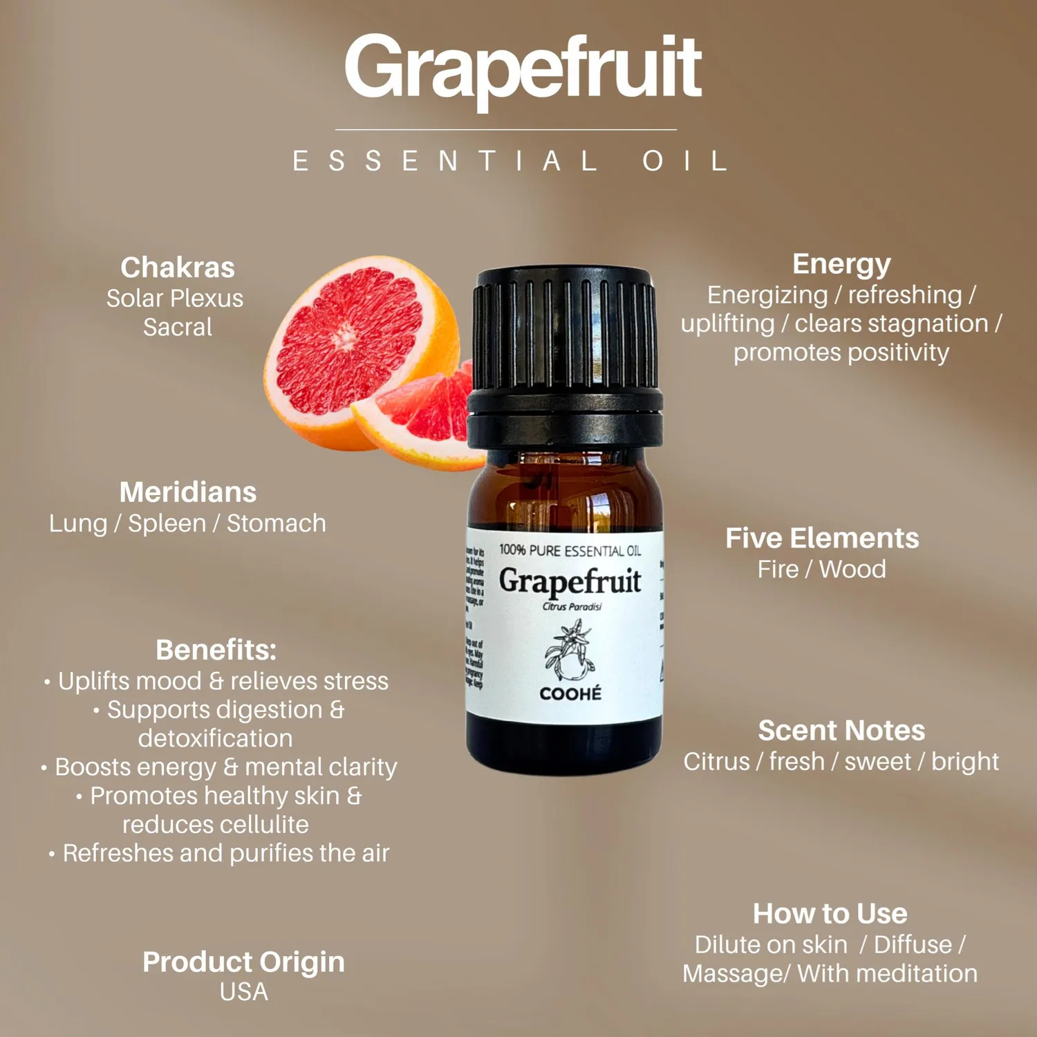 COOHÉ Grapefruit eterisk olja 5 ml frisk