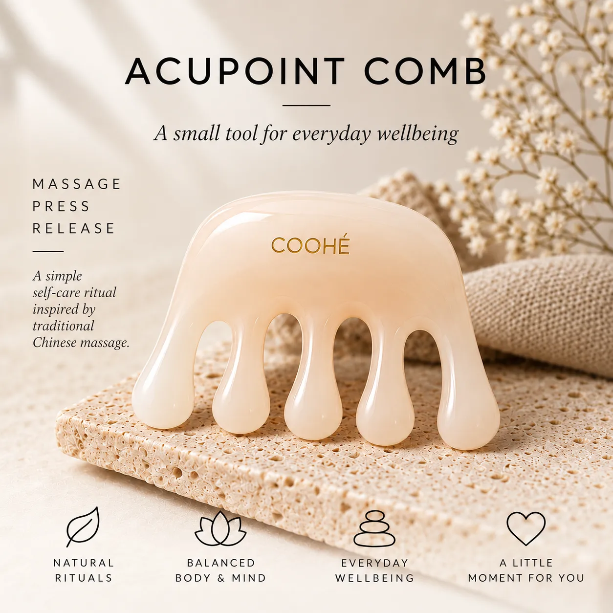 COOHÉ Acupoint massagekam hårbotten resin