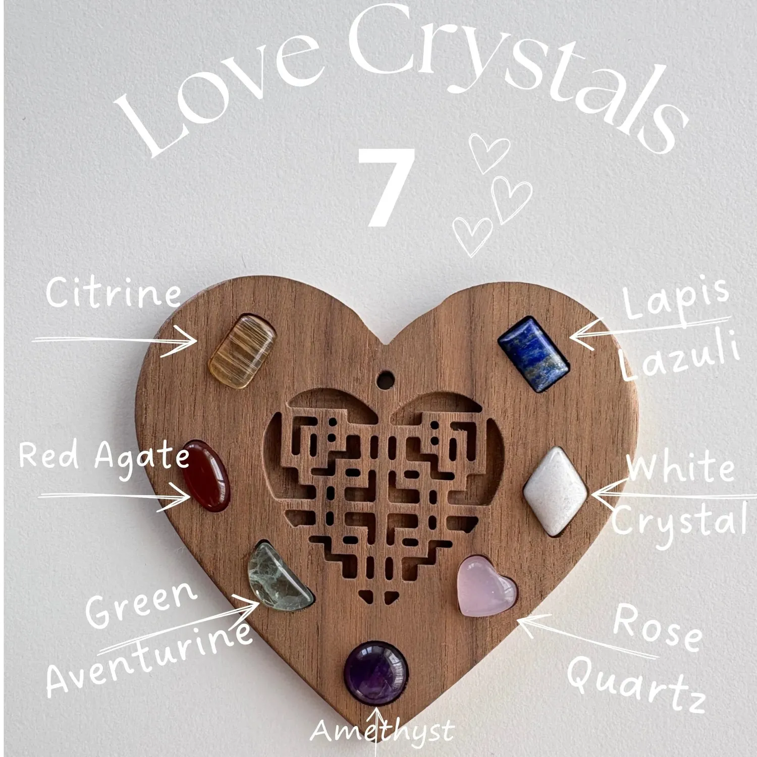 COOHÉ 7 Love diffuser-kit trähjärta kristaller
