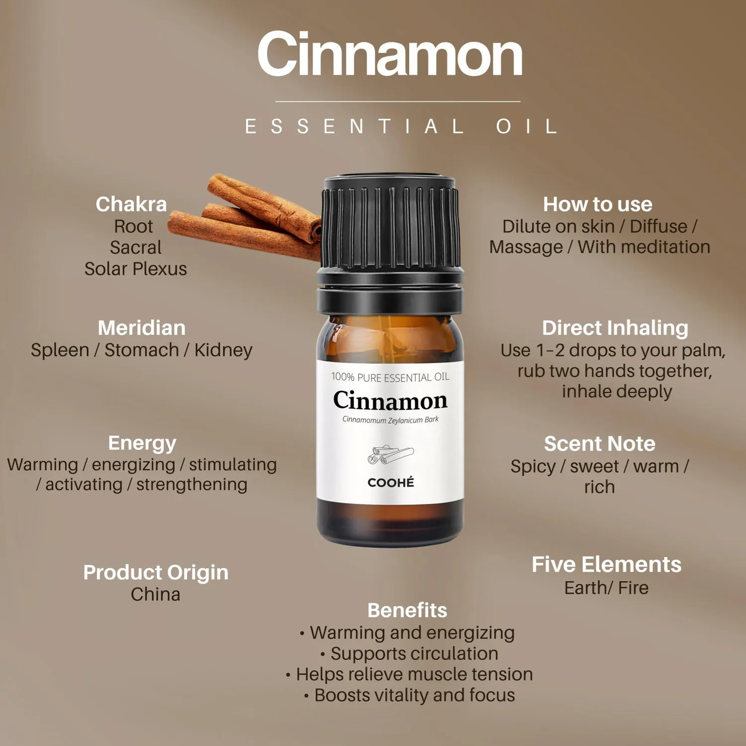 COOHÉ Cinnamon Essential Oil eterisk olja 5 ml