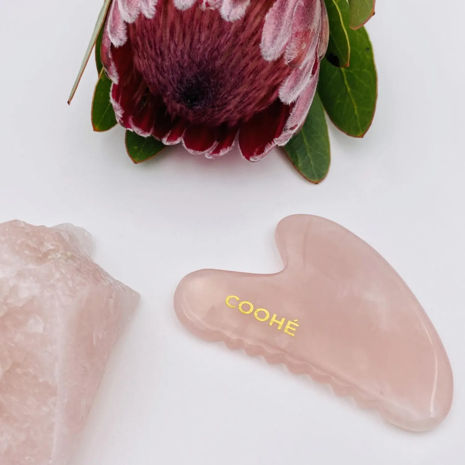 COOHÉ Facial Glow Gua Sha Rose Quartz hjärtformad