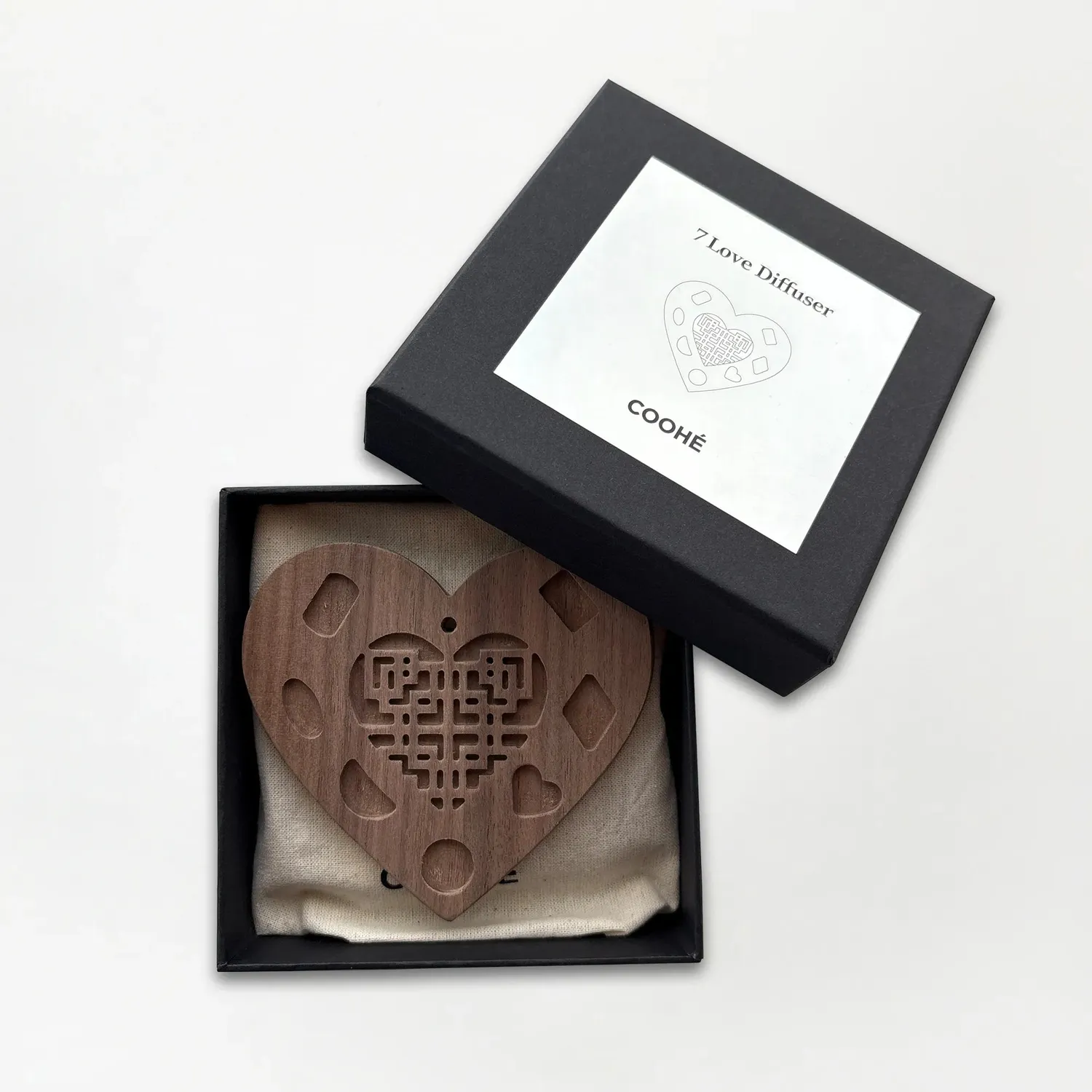 COOHÉ 7 Love diffuser-kit trähjärta kristaller