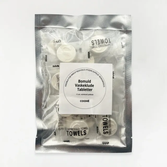 COOHÉ Bomull vaskeklud tabletter 15-pack mild