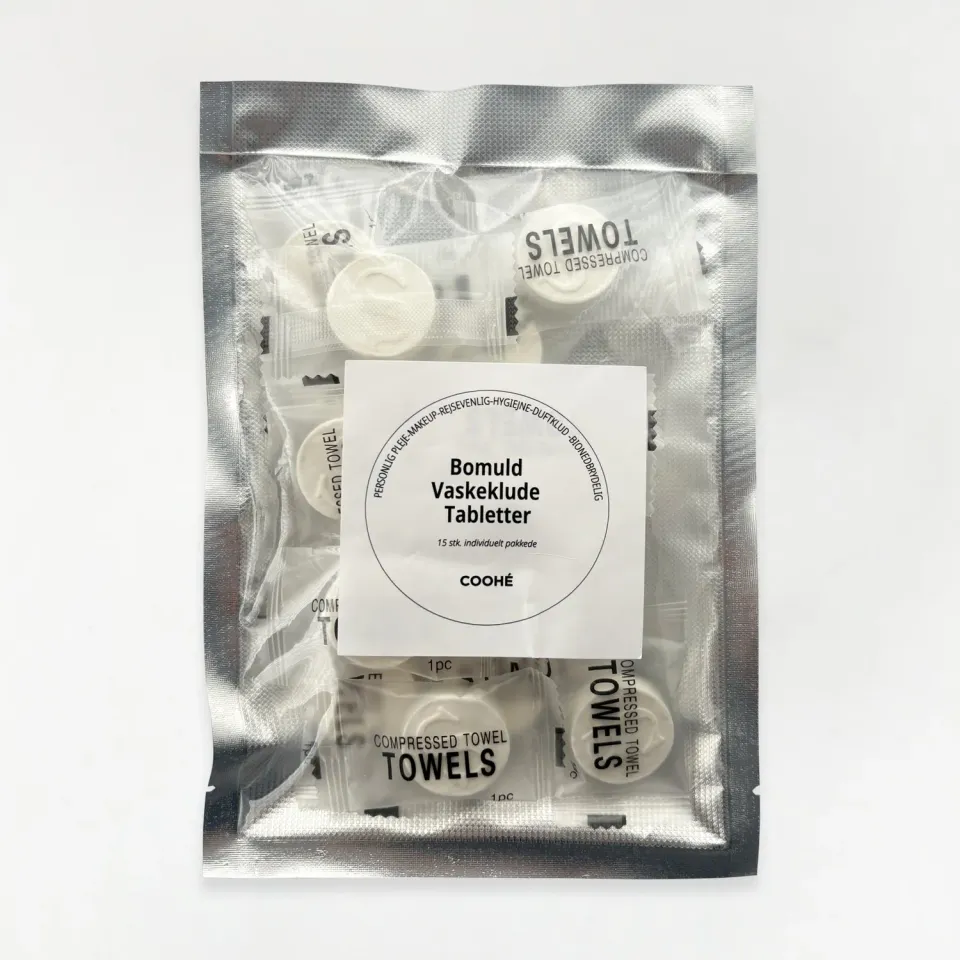 COOHÉ Bomull vaskeklud tabletter 15-pack mild