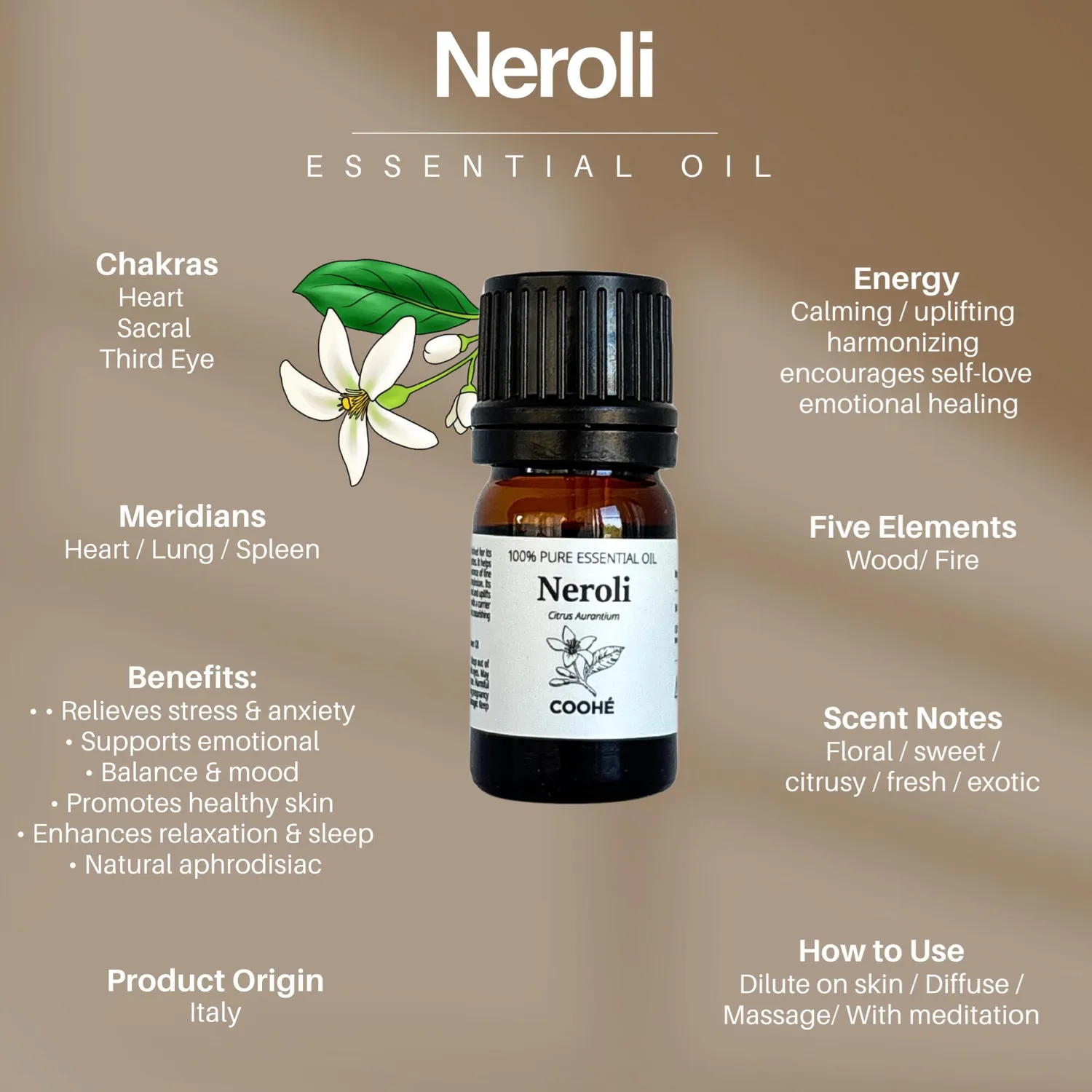 COOHÉ Neroli eterisk olja 5 ml blommig