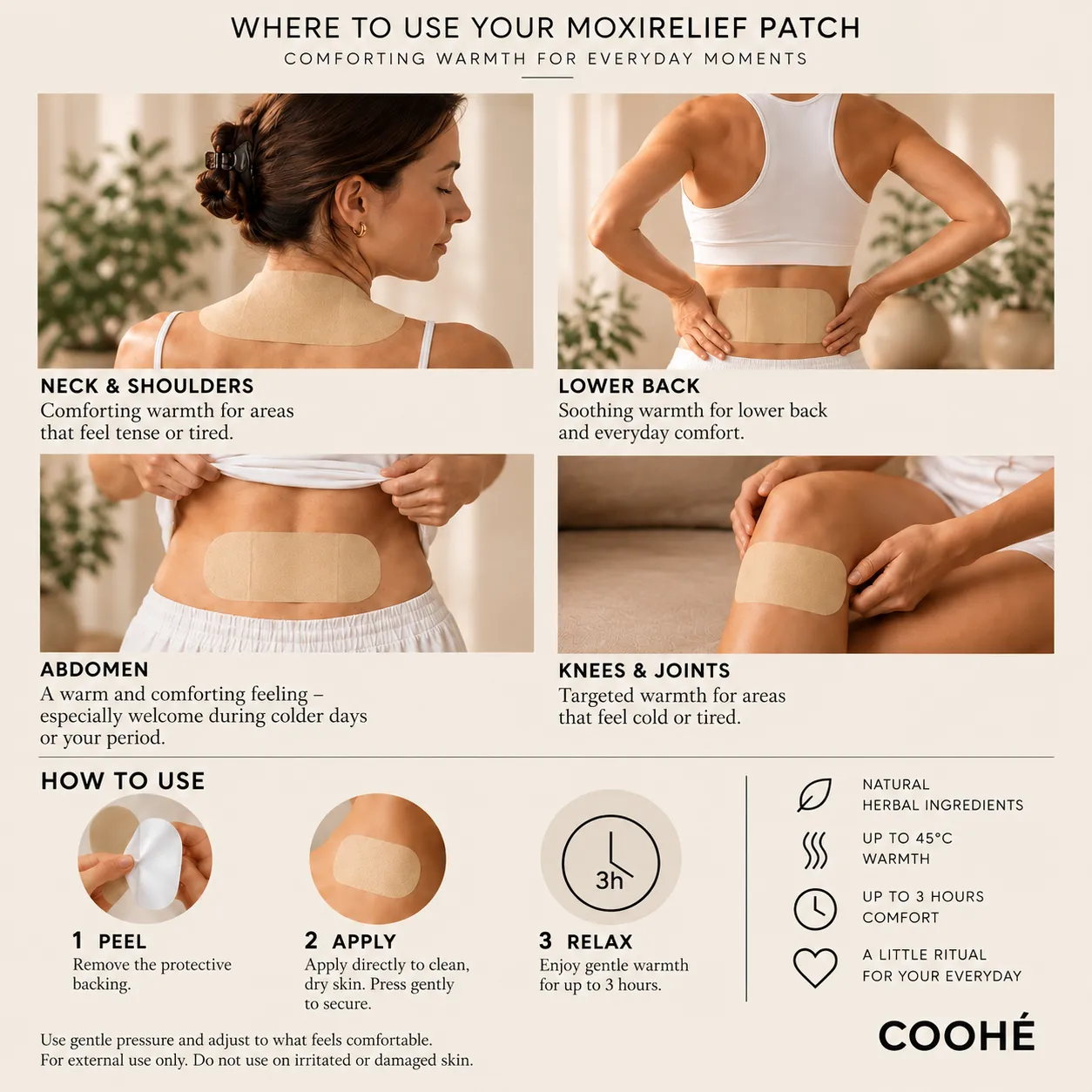 COOHÉ MoxiRelief värmplåster 5-pack 40°C